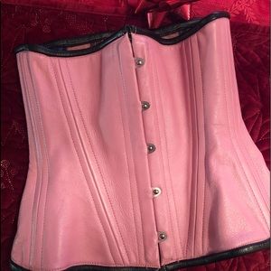 Pink leather corset